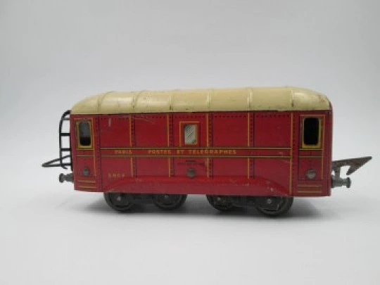Paris Post and Telegraph wagon. JEP SNCF Unis. Lithographed tinplate. 1930