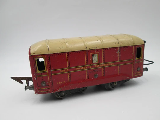 Paris Post and Telegraph wagon. JEP SNCF Unis. Lithographed tinplate. 1930