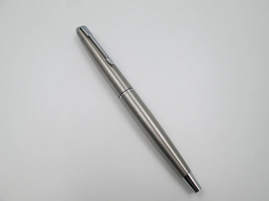 Parker 45 Flighter. Stainless steel & black plastic. 1970's. Aerometric