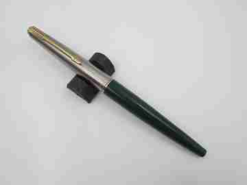 Parker 45 GT. Stainless steel & gold plated. Green plastic. 1960's. Aerometric. USA