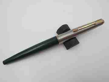 Parker 45 GT. Stainless steel & gold plated. Green plastic. 1960's. Aerometric. USA
