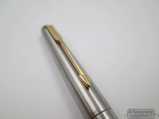 Parker 50 Falcon. Matte stainless steel & gold plated details. 1979. USA