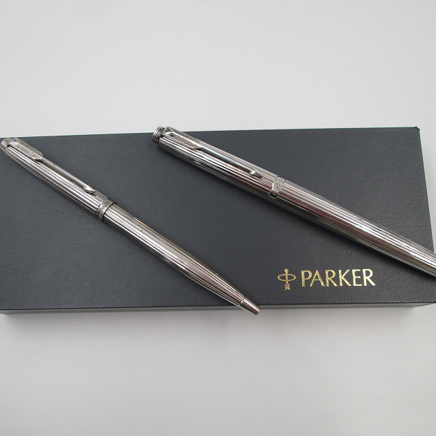 Parker 75 Fountain Pen And Ballpoint Set Silver Plated 1990 | El ...