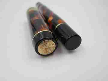 Parker Duofold Amber Check Centennial. Resina mosaico y detalles chapados. 2006