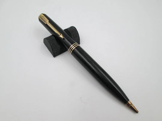 Parker Vacumatic mechanical pencil. Black plastic & gold plated. 1940's. USA