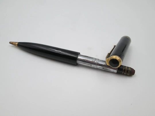 Parker Vacumatic mechanical pencil. Black plastic & gold plated. 1940's. USA