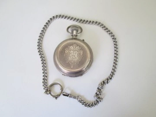 Pascual Marqués hunter-case pocket watch. Sterling silver. Stem-wind. 1890