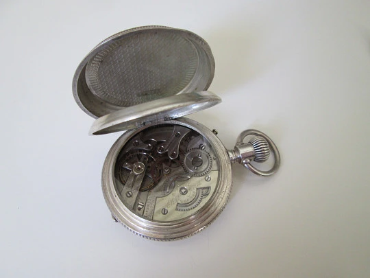 Pascual Marqués hunter-case pocket watch. Sterling silver. Stem-wind. 1890