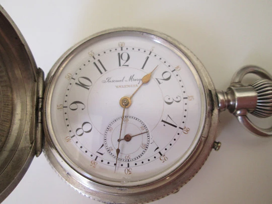 Pascual Marqués hunter-case pocket watch. Sterling silver. Stem-wind. 1890