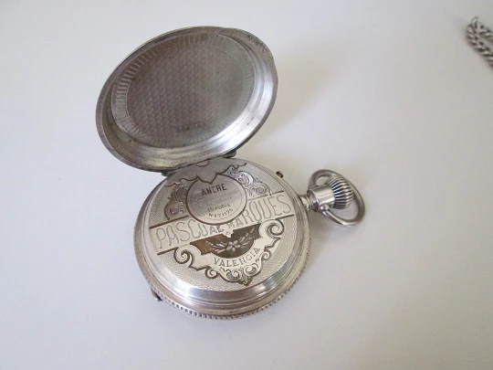 Pascual Marqués hunter-case pocket watch. Sterling silver. Stem-wind. 1890