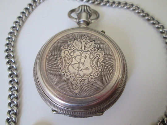 Pascual Marqués hunter-case pocket watch. Sterling silver. Stem-wind. 1890