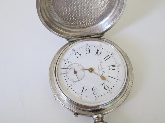 Pascual Marqués hunter-case pocket watch. Sterling silver. Stem-wind. 1890