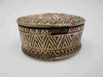 Pastoral box / Shepherd box. Carved bone. Adam and Eve temptation