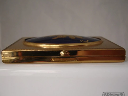 Patrys powder compact. Gold plated & Limoges enamel. 1950's. France