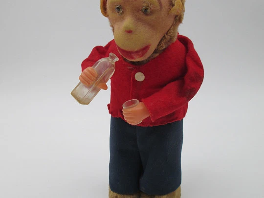 Paya toys mechanical drinking monkey. Tinplate and felt. Clockwork. 1960's. Spain