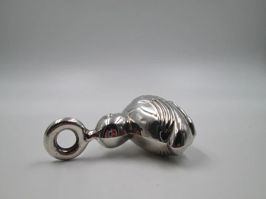 Pedro Duran baby rattle. 925 sterling silver. Duck figure. Ring. 1980's. Spain