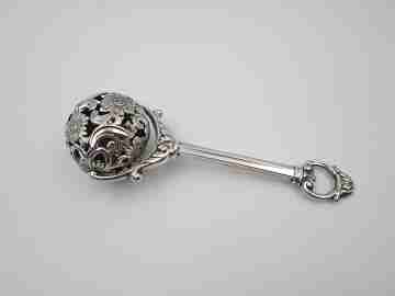 Pedro Duran baby rattle. 925 sterling silver. Flowers & vegetable motifs. 1990's