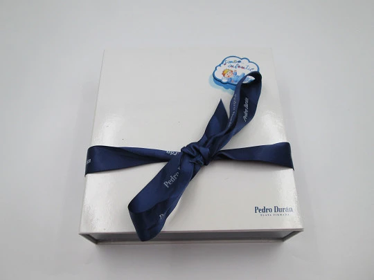 Pedro Duran baby rattle. 925 sterling silver. Flowers & vegetable motifs. Box. 1990's