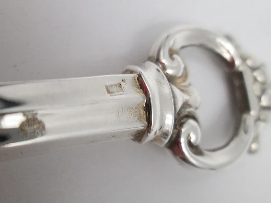 Pedro Duran baby rattle. 925 sterling silver. Flowers & vegetable motifs. Spain. 1990's