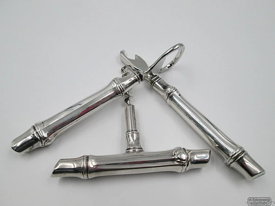 Pedro Duran bar set. 925 sterling silver. Corkscrews & bottle openers. 1990's