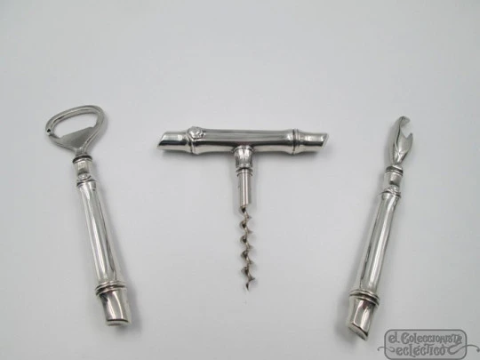 Pedro Duran bar set. 925 sterling silver. Corkscrews & bottle openers. 1990's