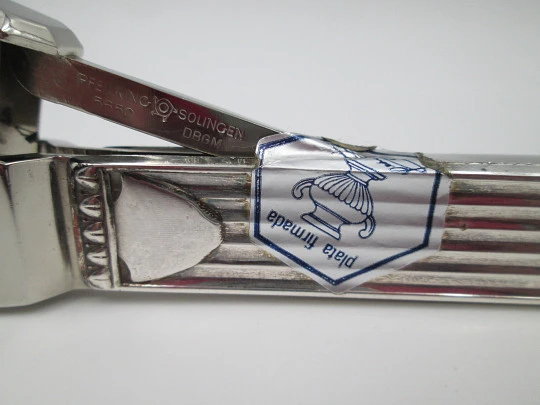 Pedro Duran cigar cutter. 925 sterling silver. Shield and ribbed design. 1990's. Spain
