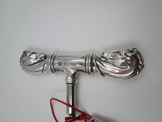 Pedro Duran corkscrew. 925 sterling silver. Horses busts motif. 1990's. Spain