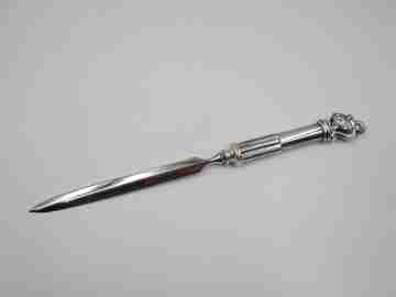Pedro Duran desk letter opener. 925 sterling silver. Knight helmet motif. 1990's. Spain