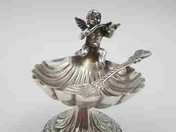 Pedro Durán salt shaker / sugar bowl. Shell with cherub. 925 sterling silver. 1980's