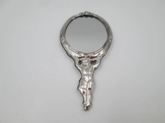 Pedro Durán women's pocket mirror. 925 sterling silver. Child motif. 1990's. Spain