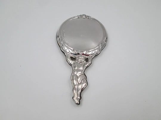 Pedro Durán women's pocket mirror. 925 sterling silver. Child motif. 1990's. Spain