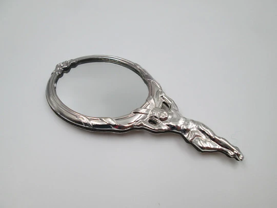 Pedro Durán women's pocket mirror. 925 sterling silver. Child motif. 1990's. Spain