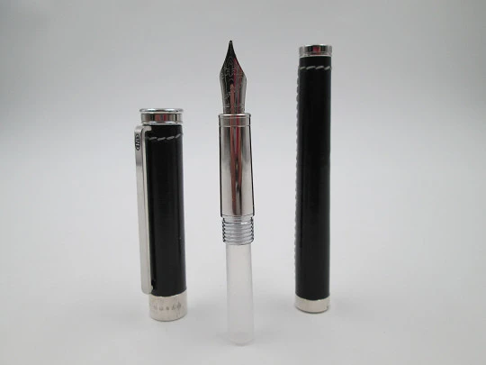 Pedro Duran. Black leather & 925 sterling silver. 1990's. Cartridge