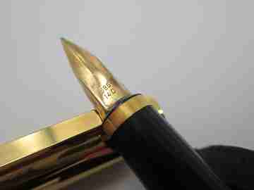 Pelikan Signum P605. Chapada en oro y sección negra. Plumín 14k. Estuche. 1980