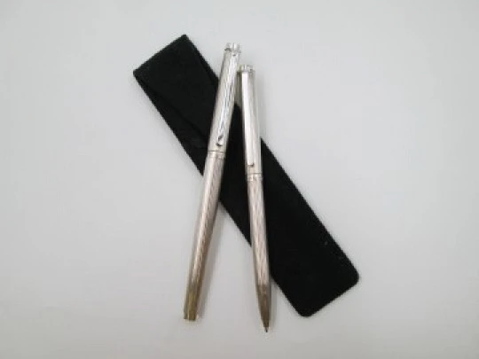 Pelikan writing set. 925 sterling silver. 1970's. Stripe pattern. Germany