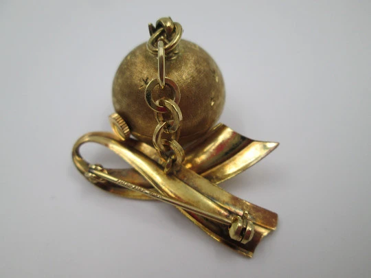 Pendant watch Gessner. Gold plated. Ball & loop brooch. 1960's. Manual wind