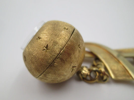 Pendant watch Gessner. Gold plated. Ball & loop brooch. 1960's. Manual wind