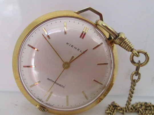 Pendant watch Kienzle. Gold plated. 1960's. Manual wind. Germany