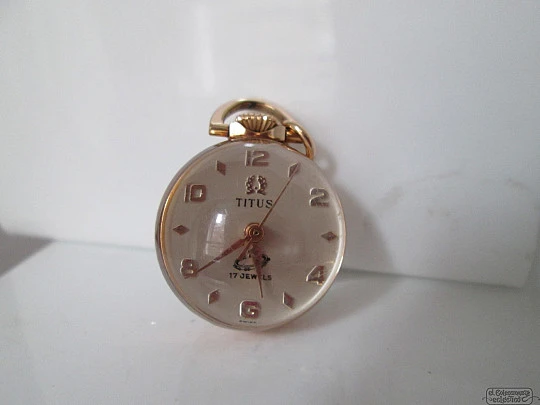 Pendant watch Titus. 18K gold. 1960's. Stem-wind. Transparent ball