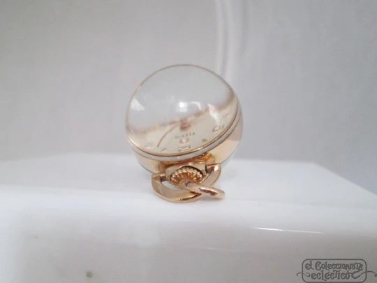 Pendant watch Titus. 18K gold. 1960's. Stem-wind. Transparent ball