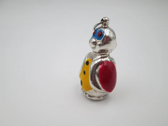 Penguin women's pendant. Sterling silver and colours enamel. Ring top. 1990's