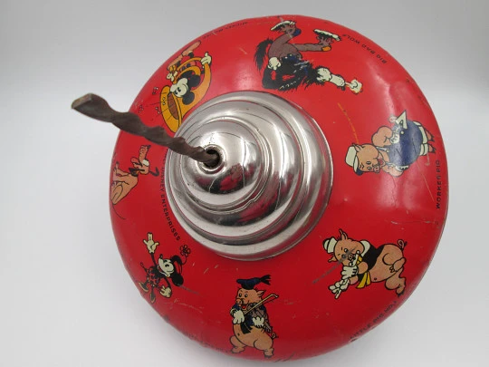 Peonza de juguete Disney Enterprises. Hojalata litografiada. Siete personajes, 1930