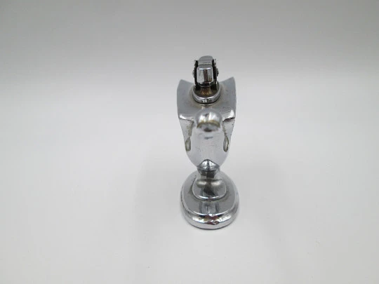 Petrol figurative table lighter. Silver plated metal. Swan shape. Japan. 1960's Petrol figurative table lighter. Silver plated metal. Swan shape. Japan. 1960's