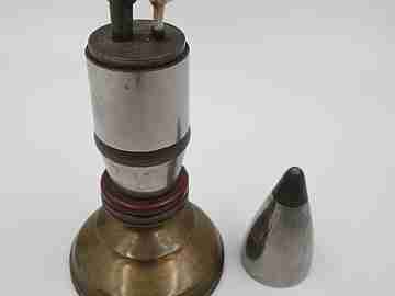 Petrol table lighter. Bullet. Spanish army. Bronze & silver plated