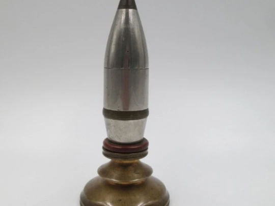 Petrol table lighter. Bullet. Spanish army. Bronze & silver plated