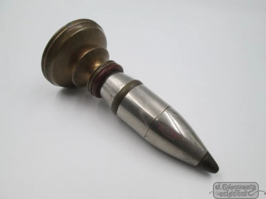 Petrol table lighter. Bullet. Spanish army. Bronze & silver plated