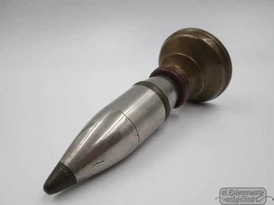 Petrol table lighter. Bullet. Spanish army. Bronze & silver plated