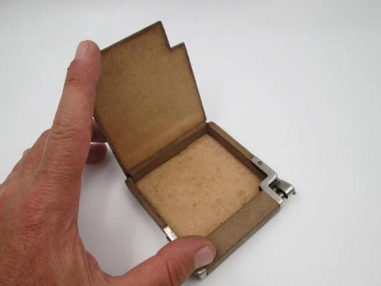 Petrol wick lighter with cigarette case. Silver plated and brown leather. Austria. 1950's Petrol wick lighter with cigarette case. Silver plated and brown leather. Austria. 1950's