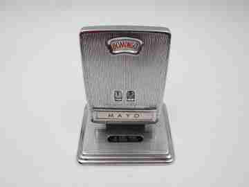 Petrus office desk perpetual calendar. Silver plated metal & black lacquer. 1970's. Spain