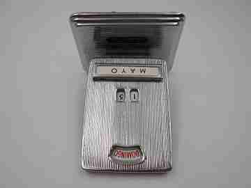 Petrus office desk perpetual calendar. Silver plated metal & black lacquer. 1970's. Spain